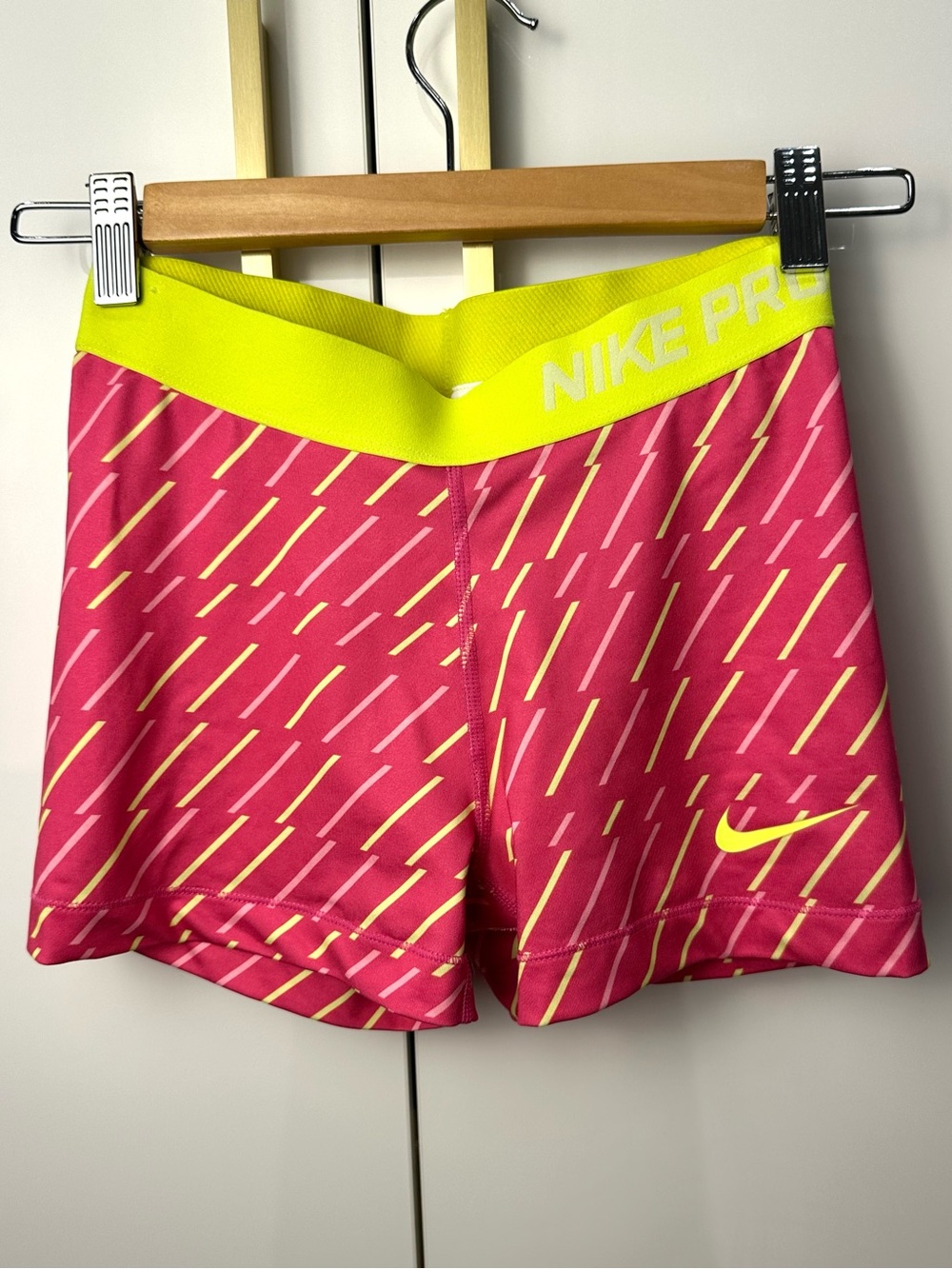 Nike Pro neon pink/ yellow compression shorts small